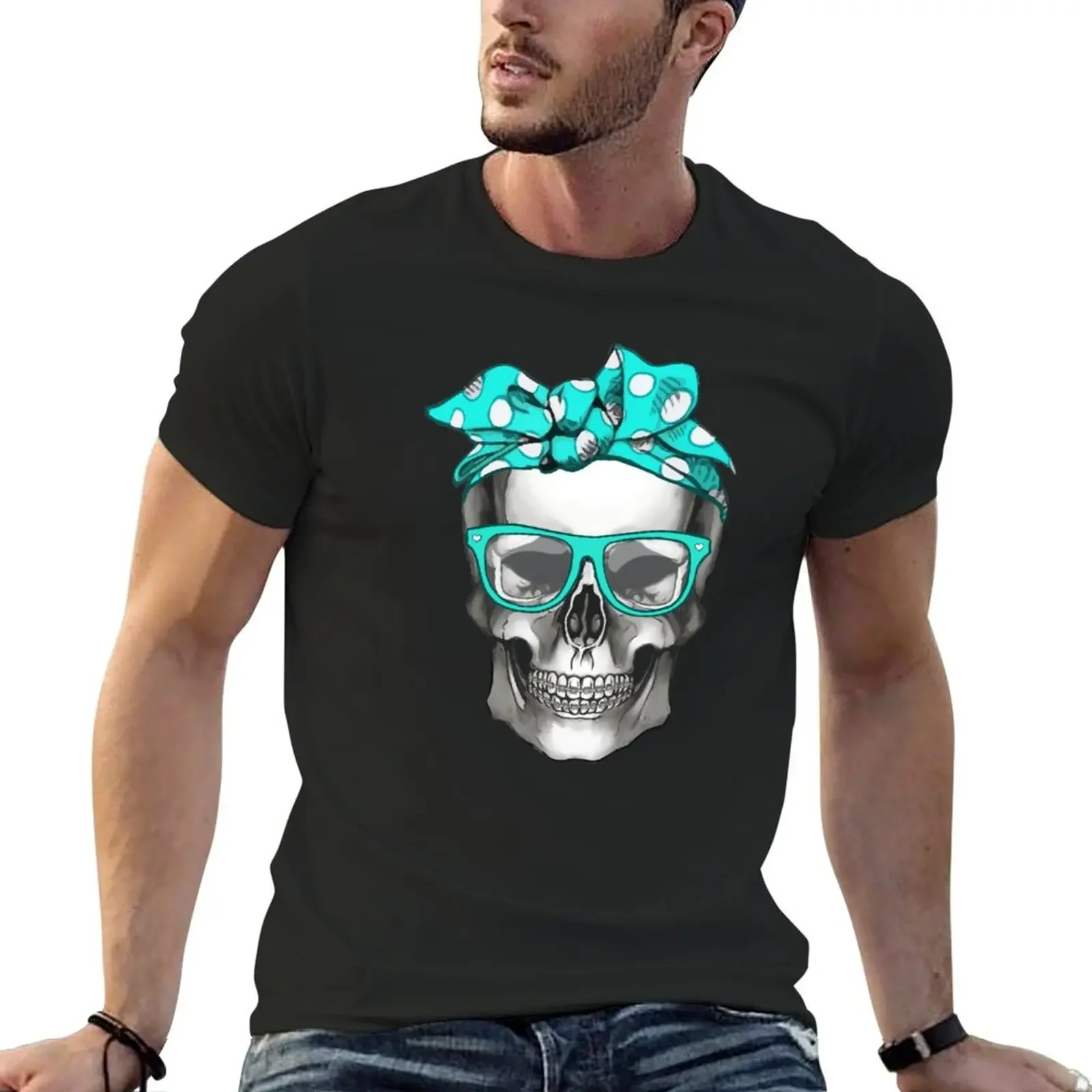 

Skull human anatomy turquoise nerd tooth brace T-Shirt customizeds sublime Men's t-shirt