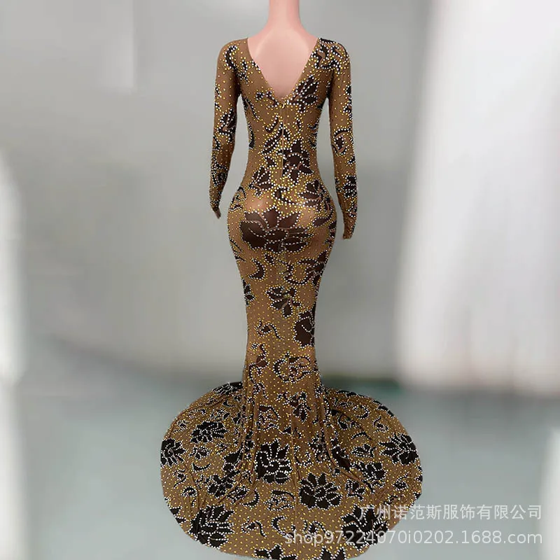 2026 فستان سهرة مثير من اللحوم المزيفة للصناعات الثقيلة مرصع بالألماس فستان سهرة اجتماعي ملكة جمال الكون يختار بشكل جميل #4