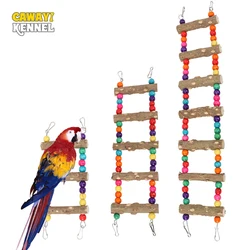 3/5/7 Ladder Birds Pet Parrot Ladders Climbing Toy Natural Wood Hanging Colorful Ball Toy for Conures Parakeets Cockatiels D9253