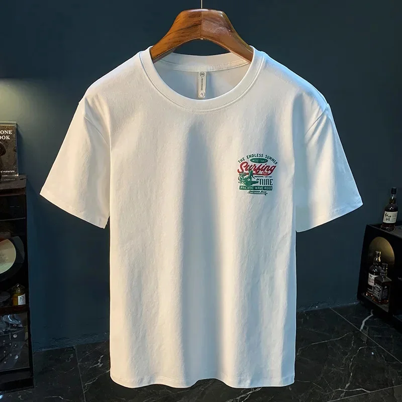 

American casual short sleeved T-shirt men's summer high-end quality printed half versatile top 2026 new clothing