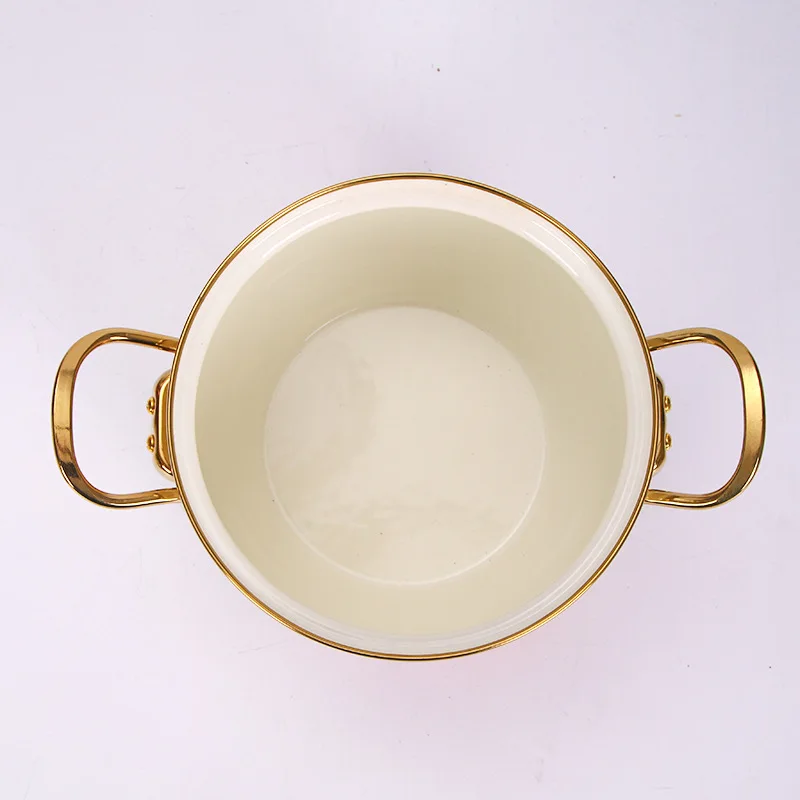 Kitchen Cookware Enameled Saucepan Thickened Amphora Pot Gold Handle Enamel Pot Kitchen Utensils Dinnerware Saucepan