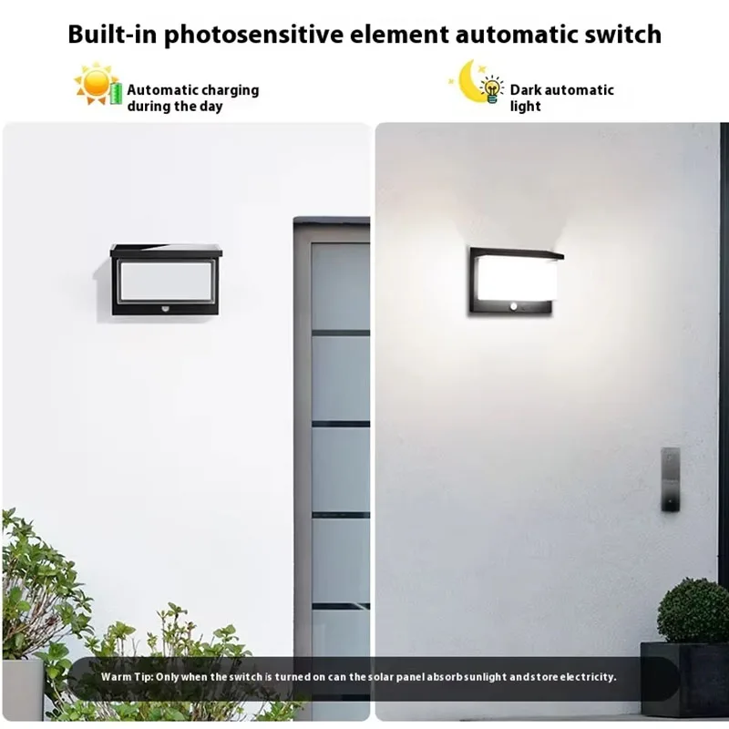 LED في الهواء الطلق ضوء الشرفة الشمسية مع محس حركة مشرق سياج الجدار الخفيفة IP65 مقاوم للماء لحديقة ساحة شرفة المرآب ديكور #2