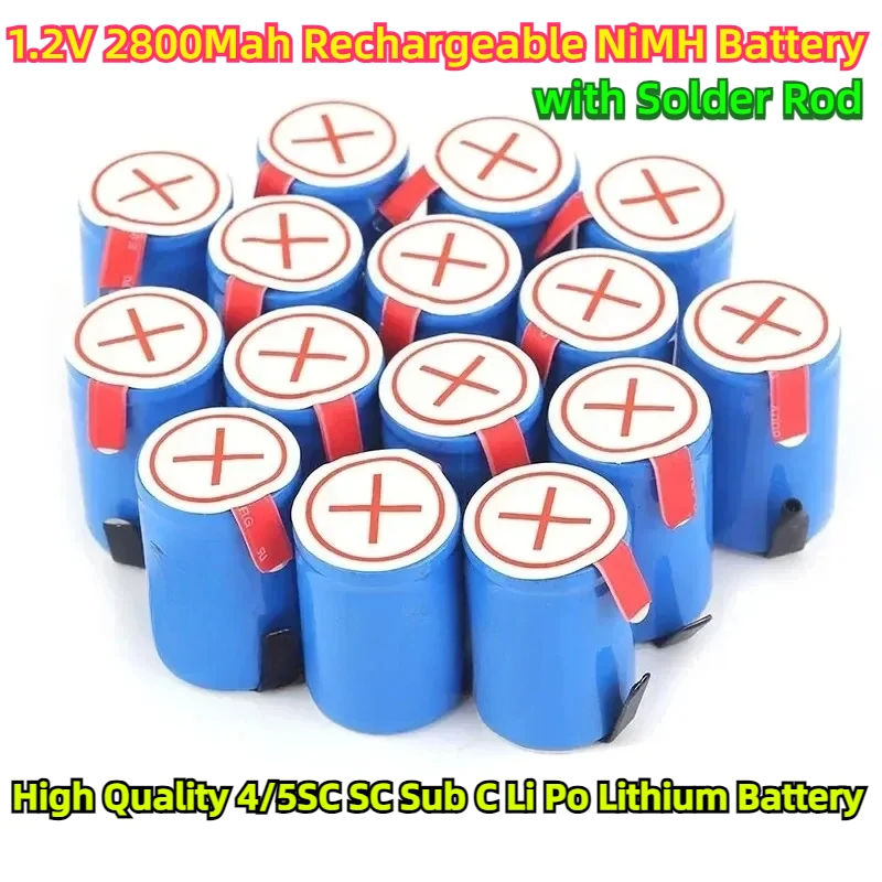 1.2V 2800Mah Rechargeable NiMH Battery with Solder Rod High Quality 4/5SC SC Sub C Li Po Lithium Battery