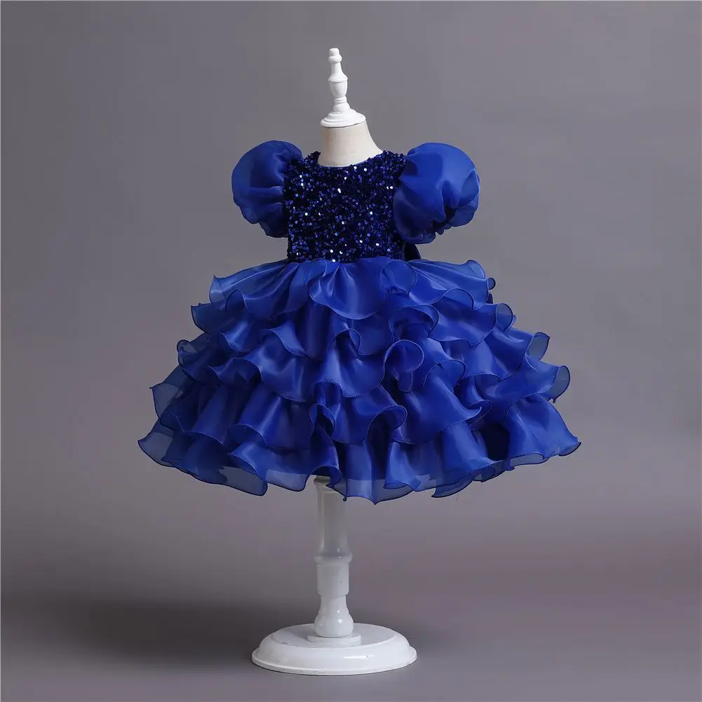 New Girl Princess Dress Birthday Party Dress Flower Boy Cake Puff Dress Children's Day Dance Performance Dress+Headband