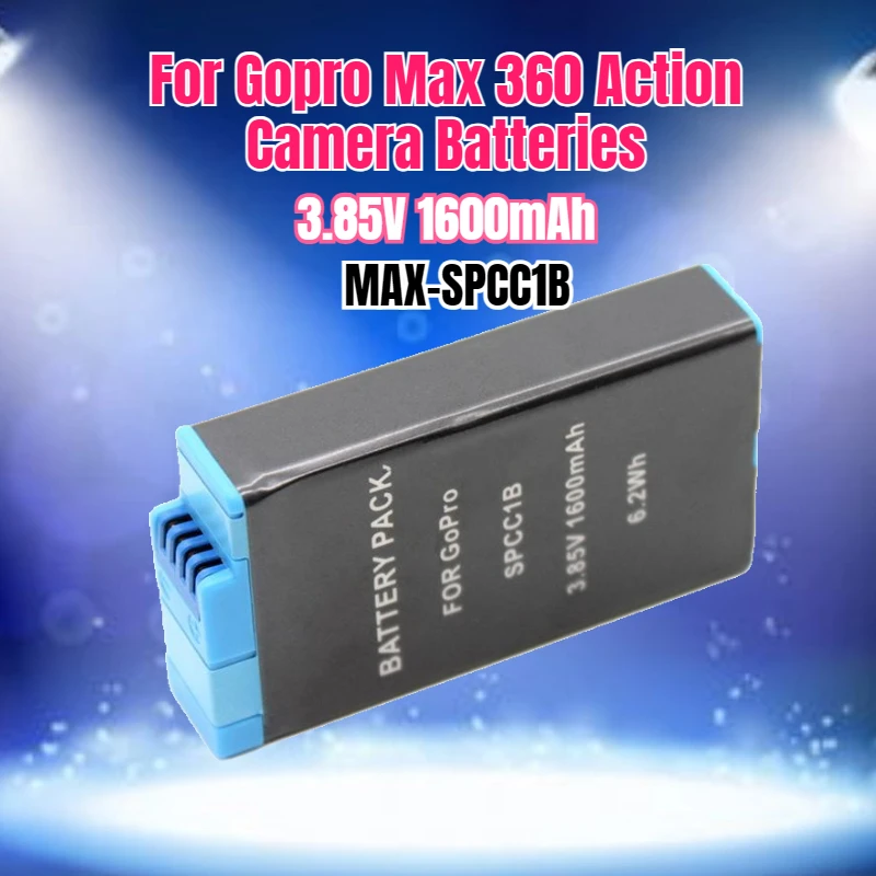 3.85V 1600mAh Rechargeable Battery for Gopro Max 360 Action Camera Batteries Accessories Go Pro Full Decoding