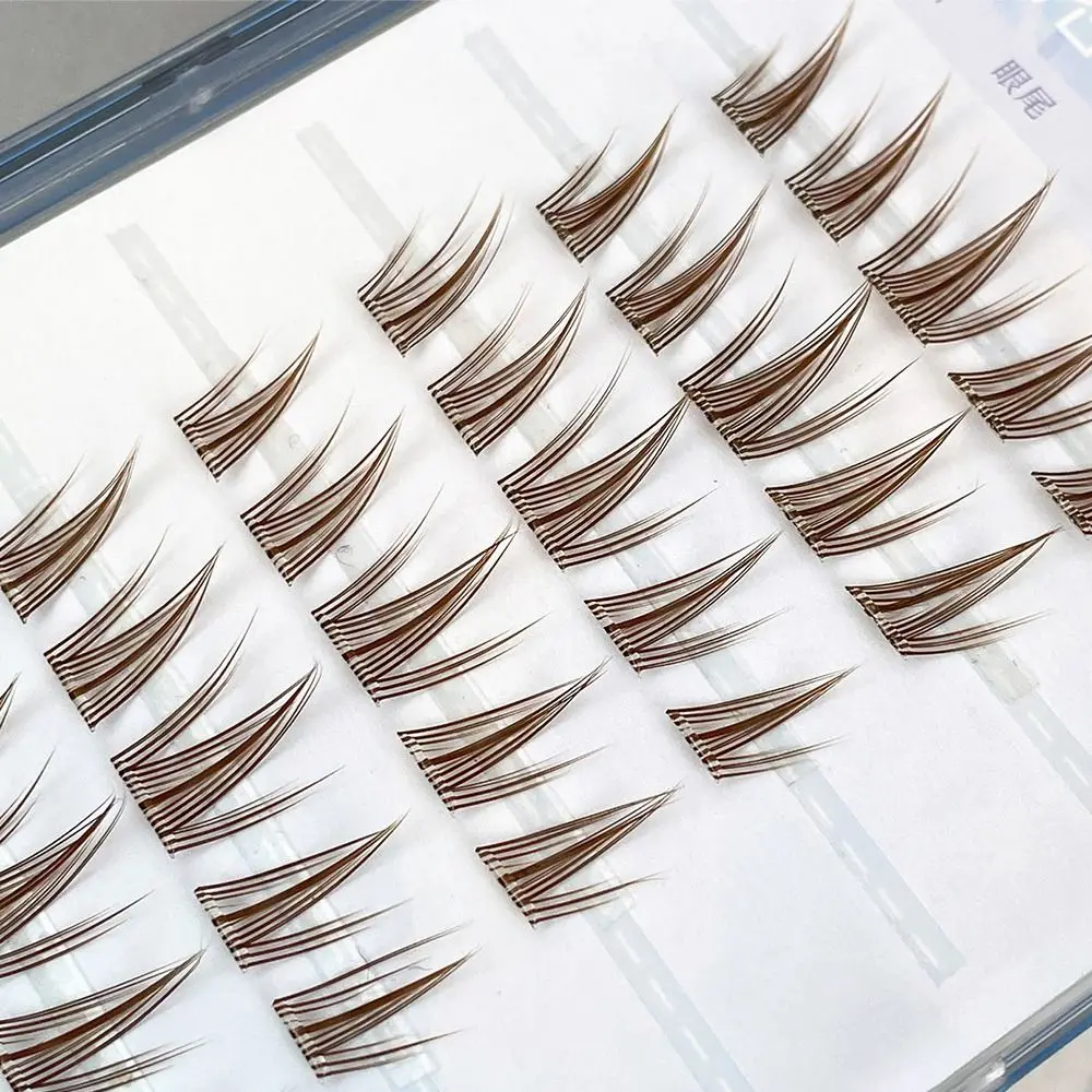 40 Uds. Pestañas individuales marrón caramelo, banda transparente realista Natural, pestañas postizas DIY para mujeres