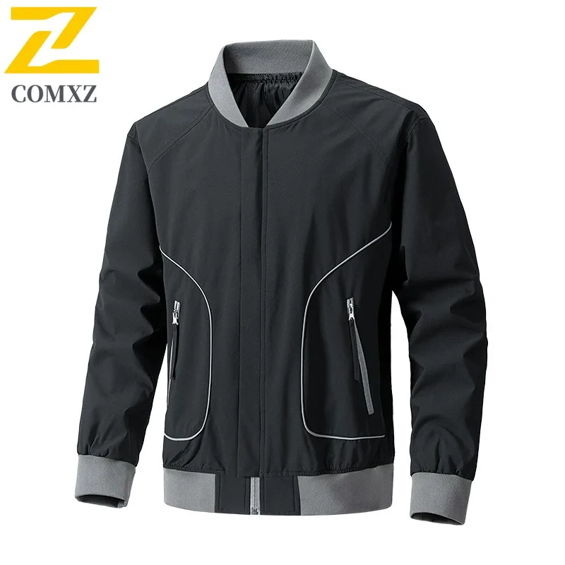 

COMXZ New Men Jacket Coat Spring Autumn Korean Style Trendy Clothe Casual Top Baseball Solid Color Shirt lightweight windbreaker