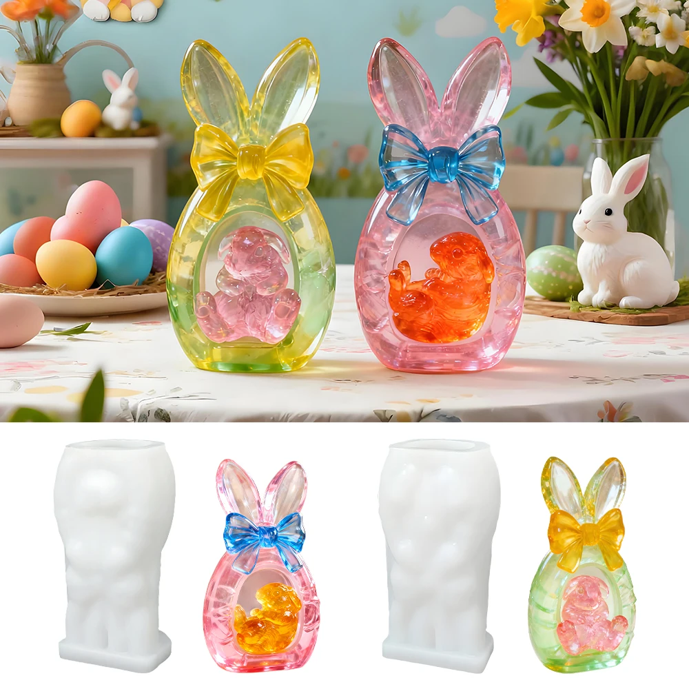 Easter Rabbit Silicone Candle Mould Cute Rabbit Aromatherapy Gypsum Cement Concrete Resin Mould Desktop Decoration