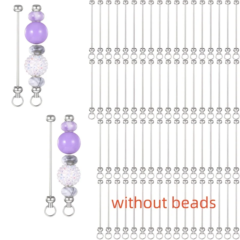 70pcs Key Shank Beaded Keychain Bar Blank Key Ring Detachable Decor Linking Bar DIY Handmade Accessories Beads Not Included