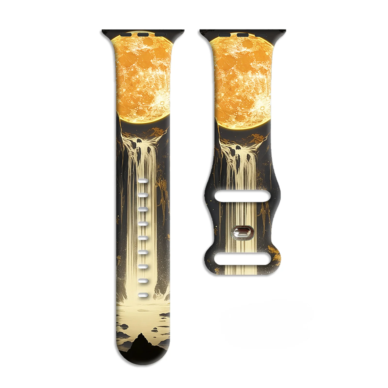 Ancient-style Chinese painting Print Silicone Band for Apple Watch Series 10/9/8/7 Traditional Painting Pattern Strap 45mm 44mm