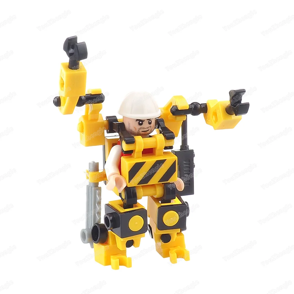 Figuren Techniek Mechanisch pantser Bouwstenen MOC Architectuur Exoskelet Uitrusting Instellingen Scènes Modellen Cadeau Jongensspeelgoed