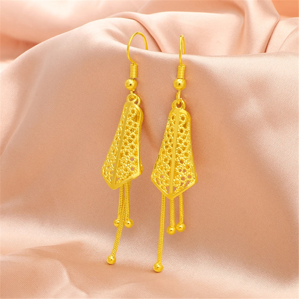 Gold Color Charm Earrings For Women Long Tassel Dangle Earing Brincos Pendientes Mujder Fashion Jewelry Party Gifts Wholesale