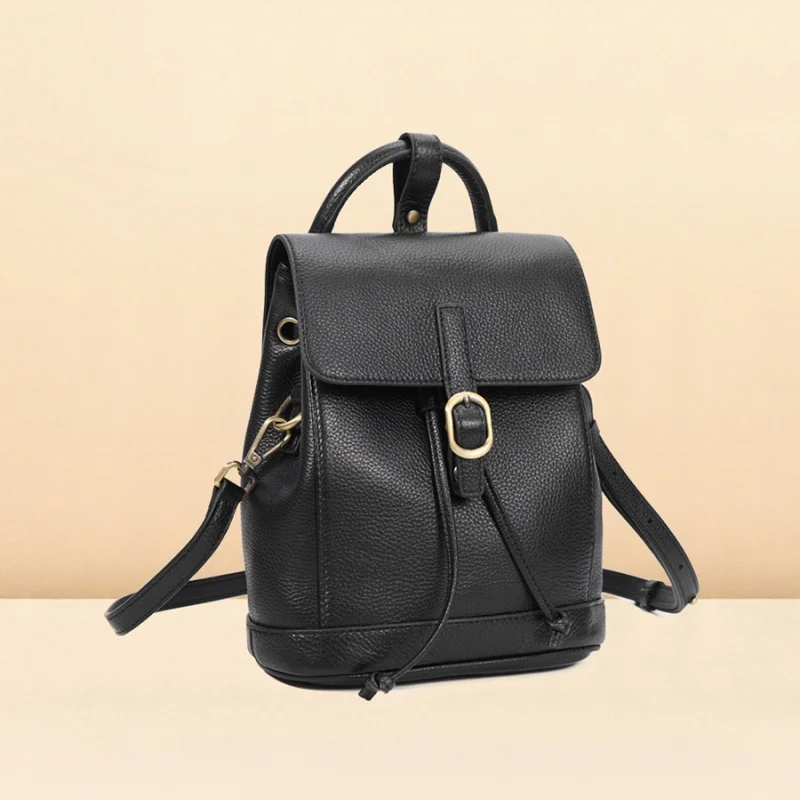 Cowhide Women's Leisure Sports Backpack Multifunctional Lightweight Leather Plant