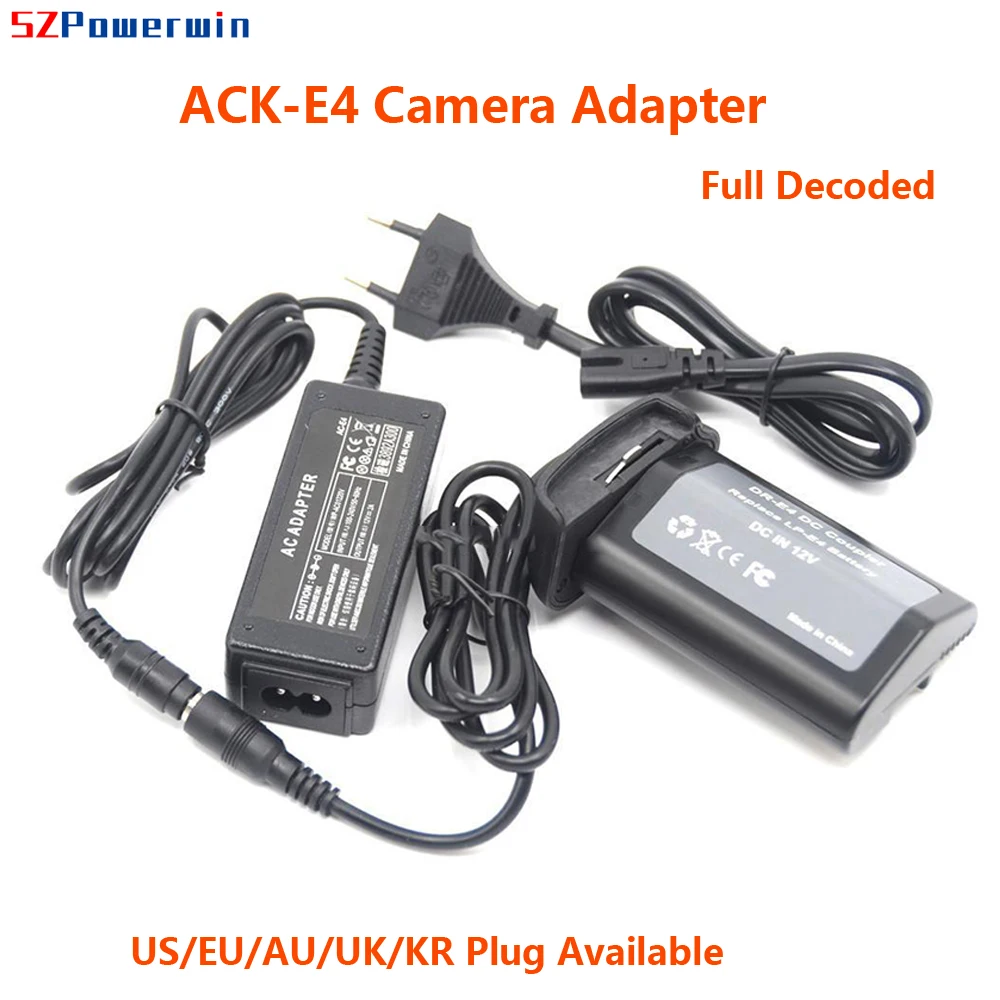 Powerwin ACK-E4 Camera Adapter Dummy Battery DR-E4 DC Coupler ACK E4 LP-E4 LP-E19 Power Supply for EOS 1D Mark IV 1D3 1DS3 1D/C