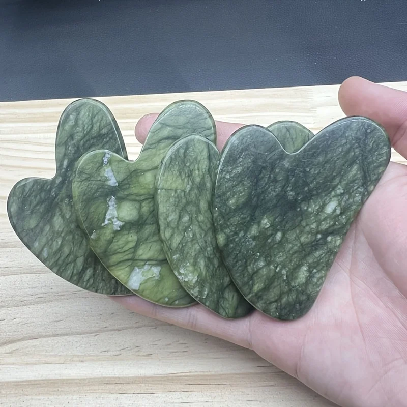 2Natural Xiuyan Stone Guasha Board，Manual Massage Tool，Facial and Body Care Massager，Handcrafted, Polished, and Buffed，Small Gif