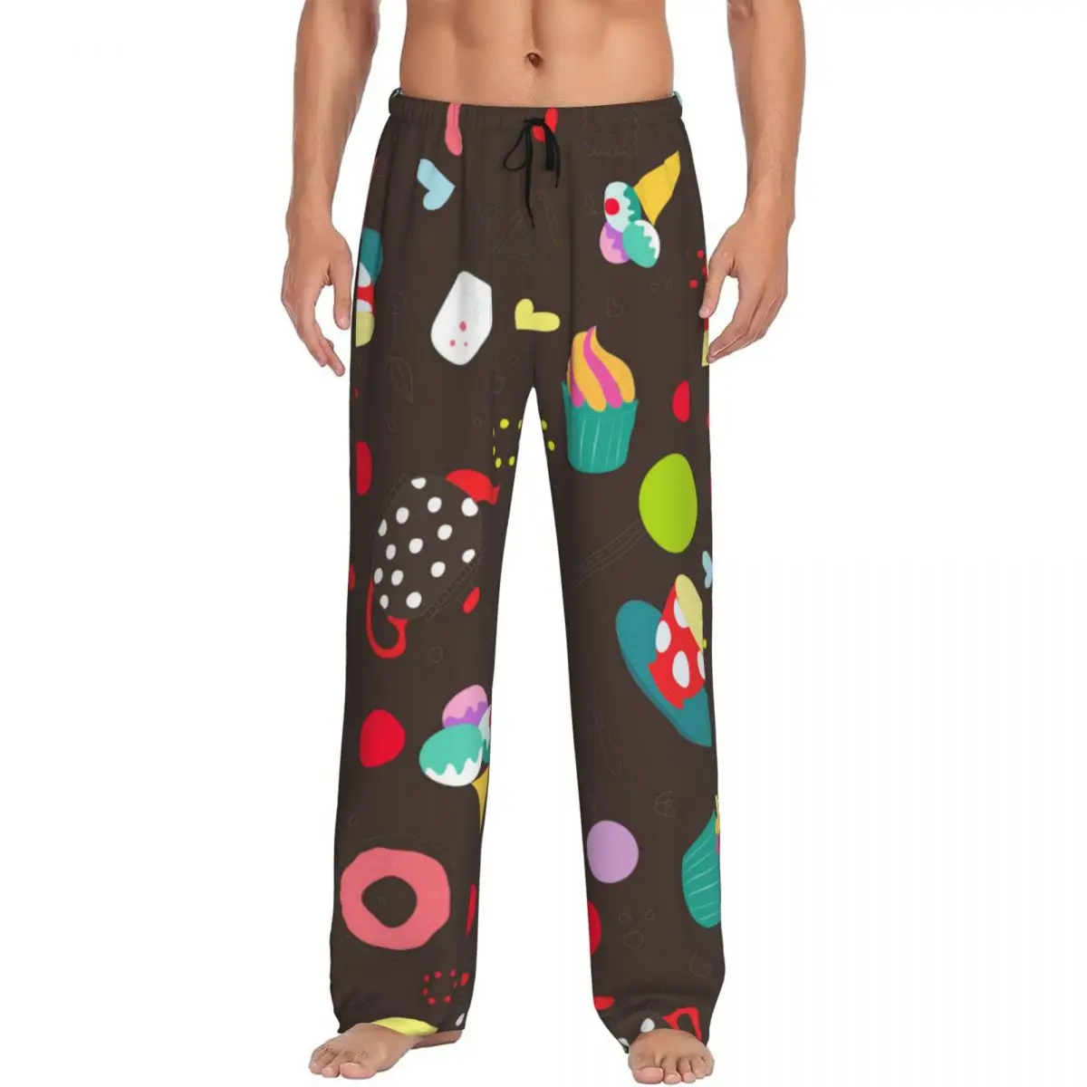 Sweets Dessert Pajama Pants Sleepwear for Men Elastic Waistband Sleep Lounge Bottoms with Pockets