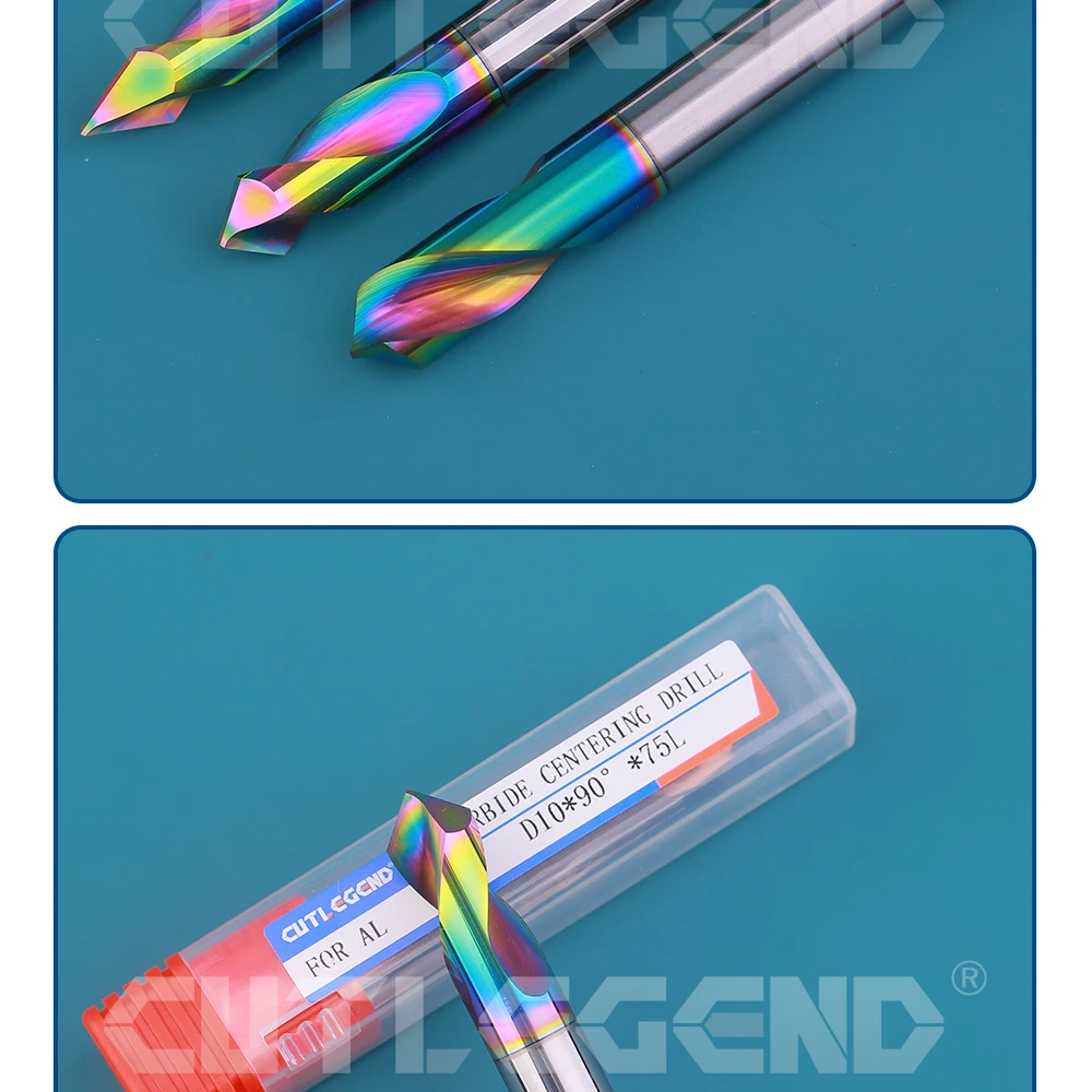 Hartmetall-Wolfram-Zentrierbohrer, Punktbohrer für Aluminium 60 ° 90 ° 120 ° 1-12mm Durchmesser Regenbogenbeschichtung Hohe Präzision & Haltbarkeit – Detail 9