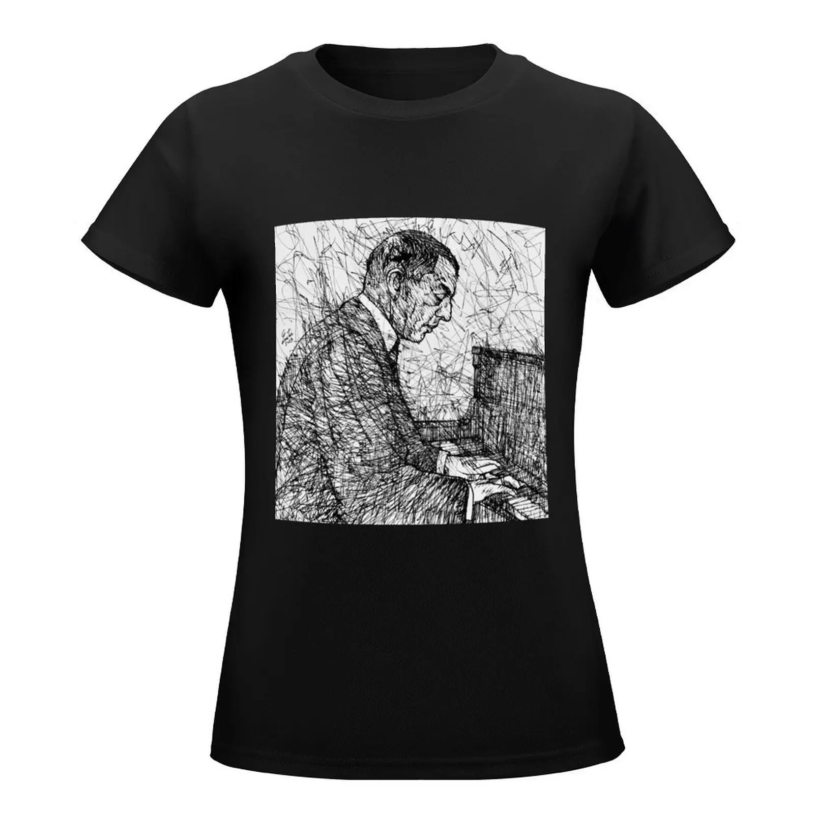 SERGEI RACHMANINOFF ink portrait .1 T-Shirt quick-drying quick drying black t-shirts for Women