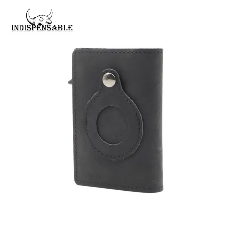 Indispensable New Men Airtag Wallet Rfid Anti-theft Swipe Credit Card Holder Genuine Leather Metal Aluminum Alloy Card Box Mini