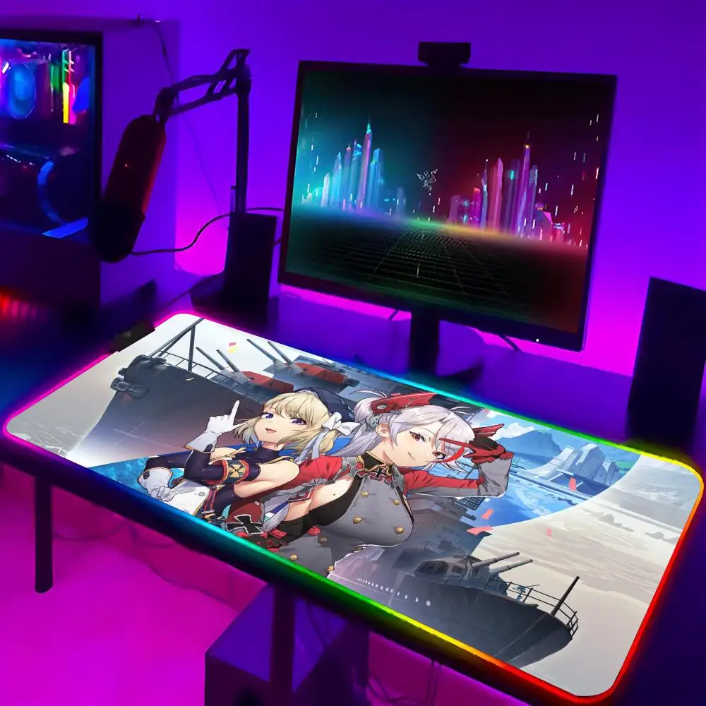 

Коврик для мыши Game Azur Lane Xxl, коврик для ноутбука, манга, игровой коврик для мыши Rgb, клавиатура с подсветкой, геймерская девушка, настольные коврики, настольная панель