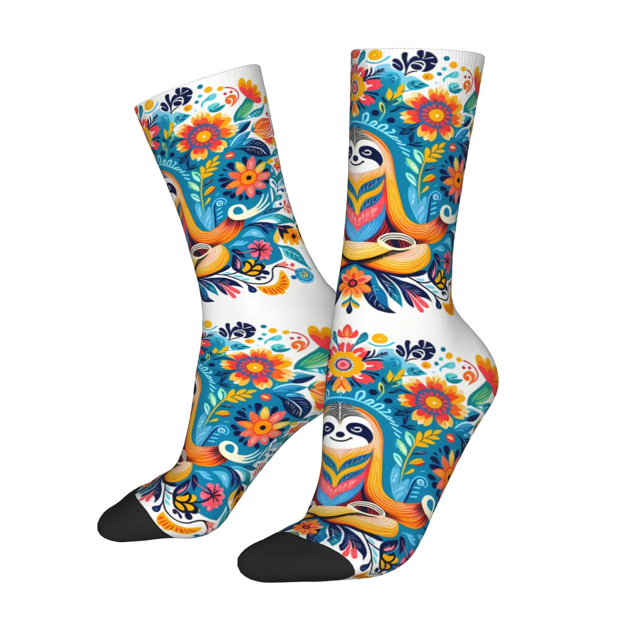 

Scandinavian Folk Art Sloth Sock Printed Man Polyester Fashion