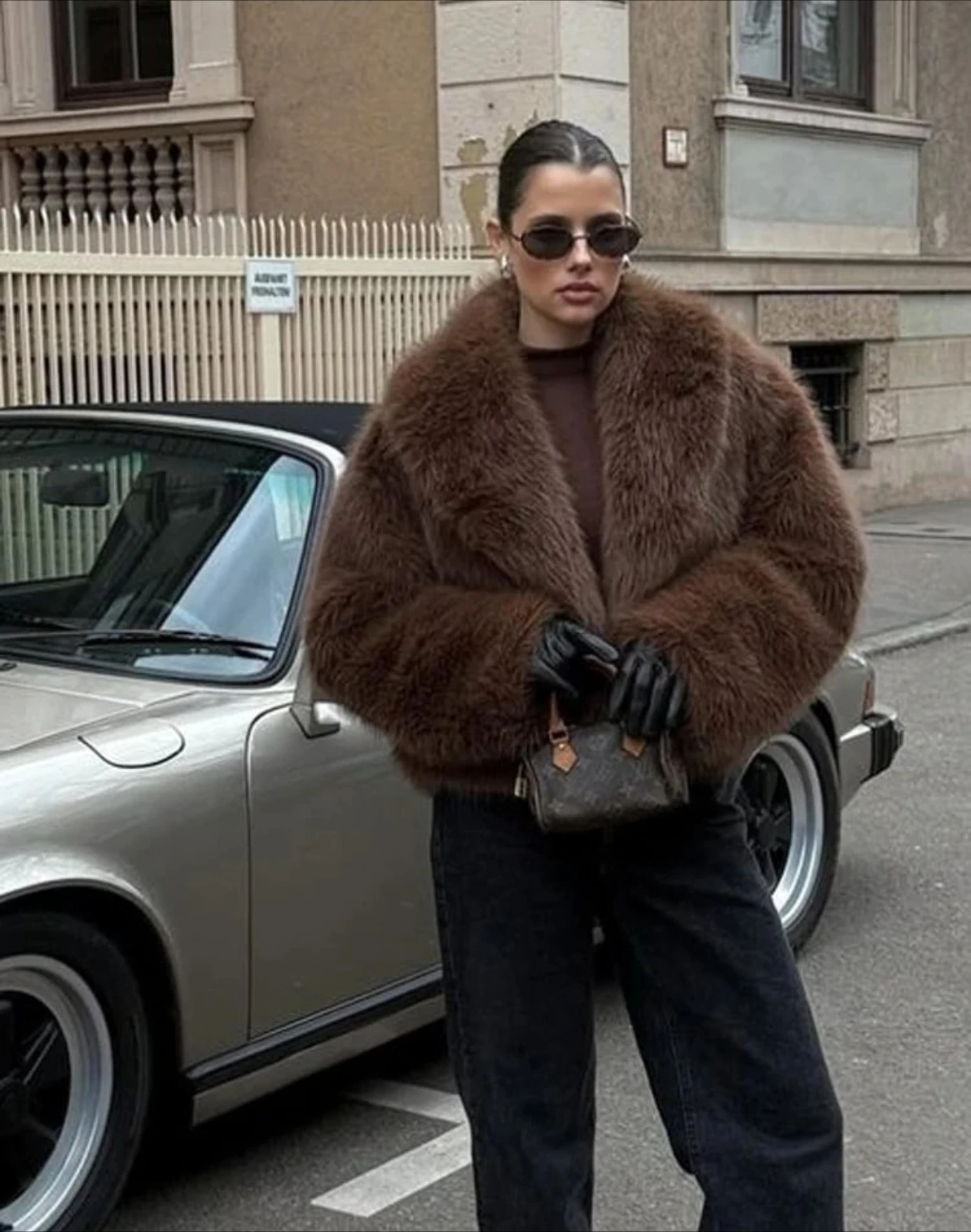 Winter Herbst Faux Pelzmantel Mode Dicken Schal Kragen Fuchs Pelz Jacke Hochwertige Flauschigen Plüsch Mantel Kurzen Pelzmantel