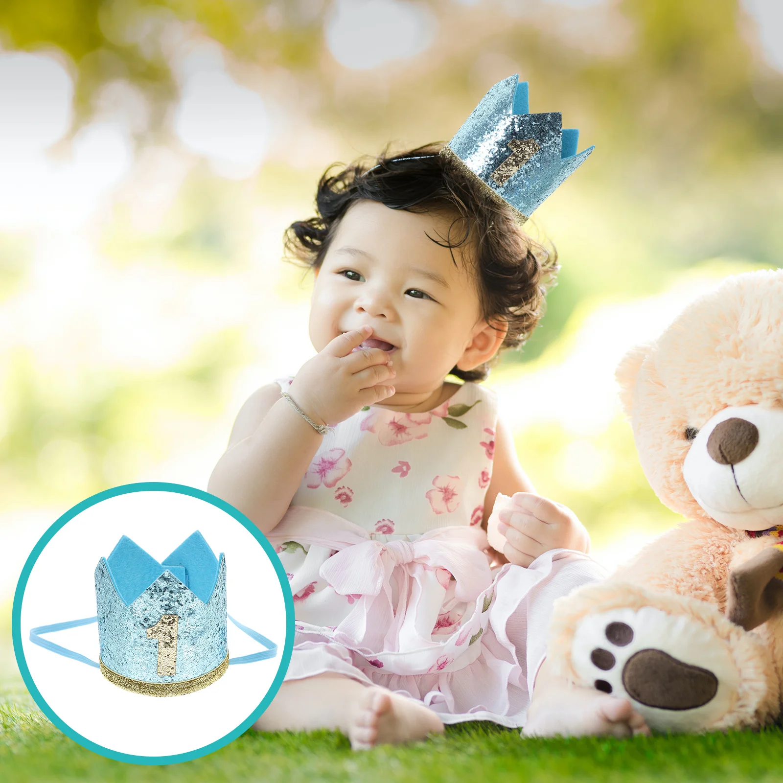 

2Pcs Baby 1st Birthday Crown Hat Kids Party Headwear Adorable Design Felt Material Comfortable Long Time Use Baby Birthday Hat