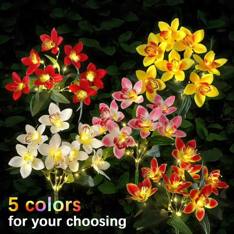 Solar 7 Orchid Lawn Lights Outdoor Decorative Yard Highlight Garden Corridor Ground Insert Lawn Lights Outdoor Solar Lights