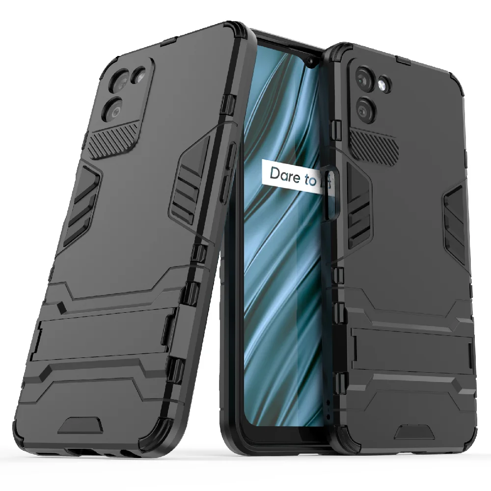 For Realme V11 5G Case Cover for Realme V11 5G Phone Cover Silicone Robot Armor Kickstand Protective Shell Hard Back Case Coque