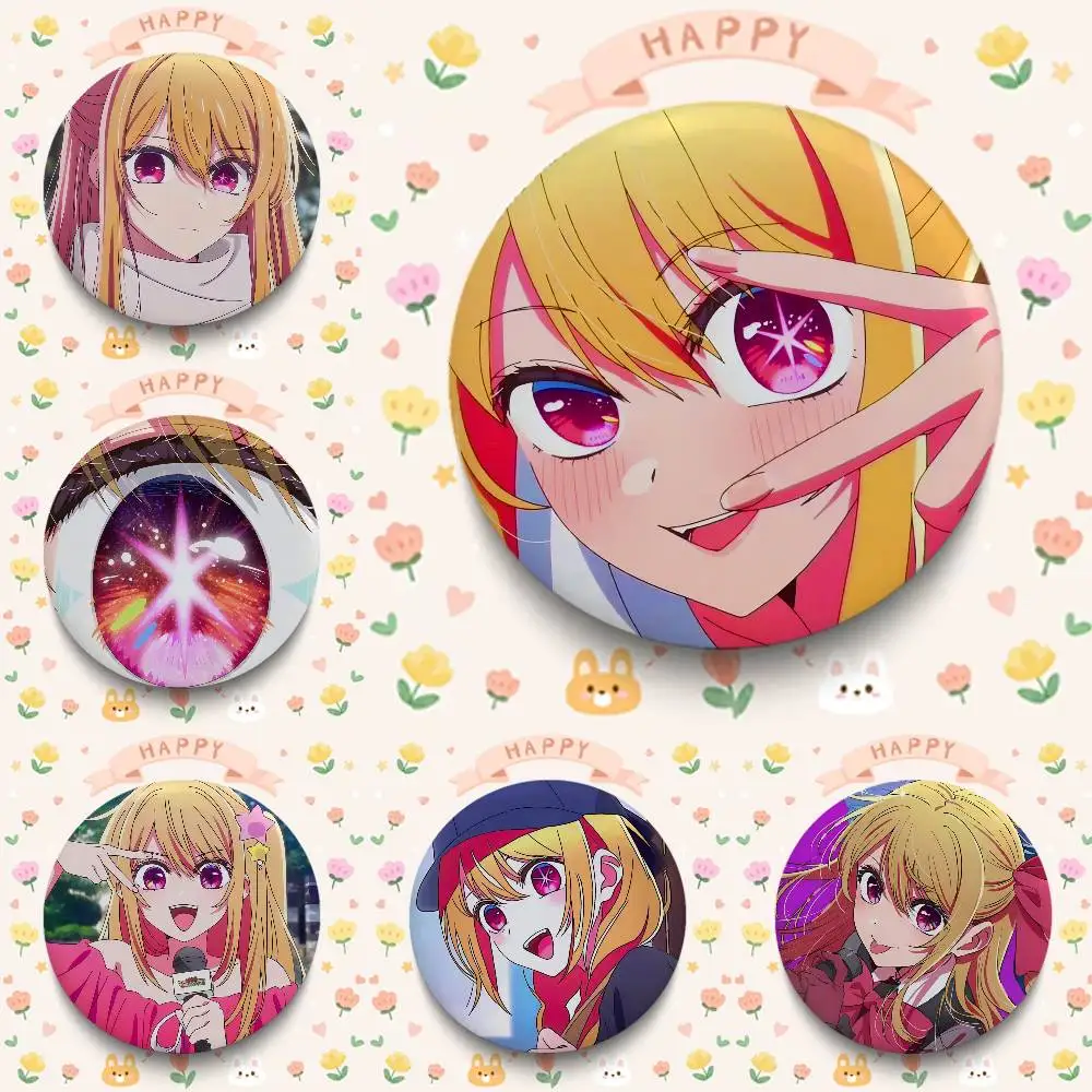 Ruby Hoshino Anime Character Badges 25 32 44 58 75 Mm Round Cosplay Pin Bag Decor Fans Collect Friends Gifts Brooch Souvenir