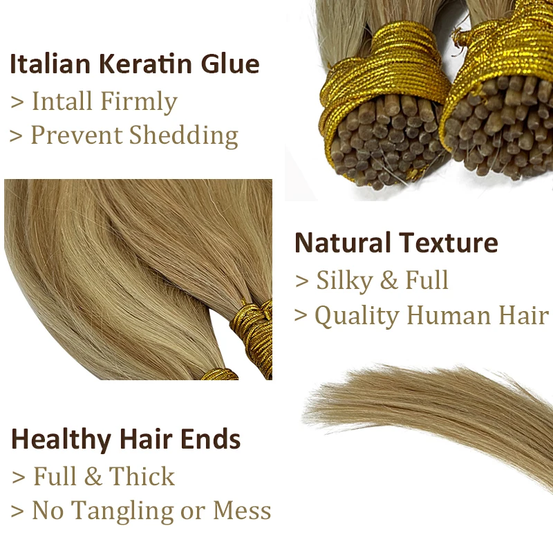 Cápsula de queratina recta para mujer, extensiones de cabello humano Real, punta de queratina, cabello de fusión Natural, 50 unids/set