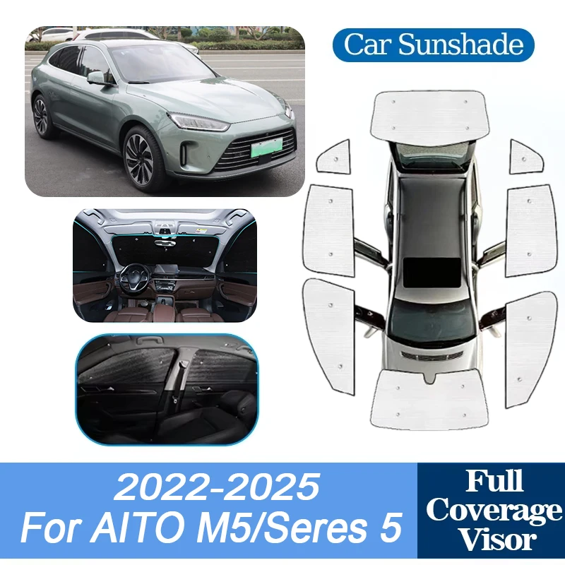 

For AITO M5 Accessories Seres 5 2022 2023 2024 2025 Car Window Covers Aluminum Foil Sun Shades UV Protector Baffle Accessorios