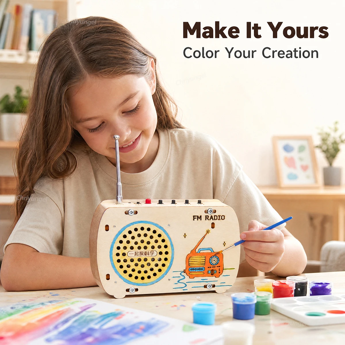 Wooden Radio Kit DIY Educational STEM Building Toy Retro FM Science Experiment Kit 3D Puzzle Craft Birthday Gift for Kids Teens