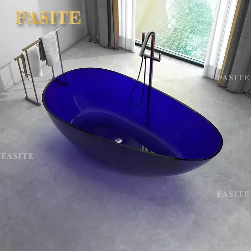 For Goose Egg Independent Crystal Bathtub Transparent Resin Small Apartment Hotel Household Customizable Luxury Soaking Tub