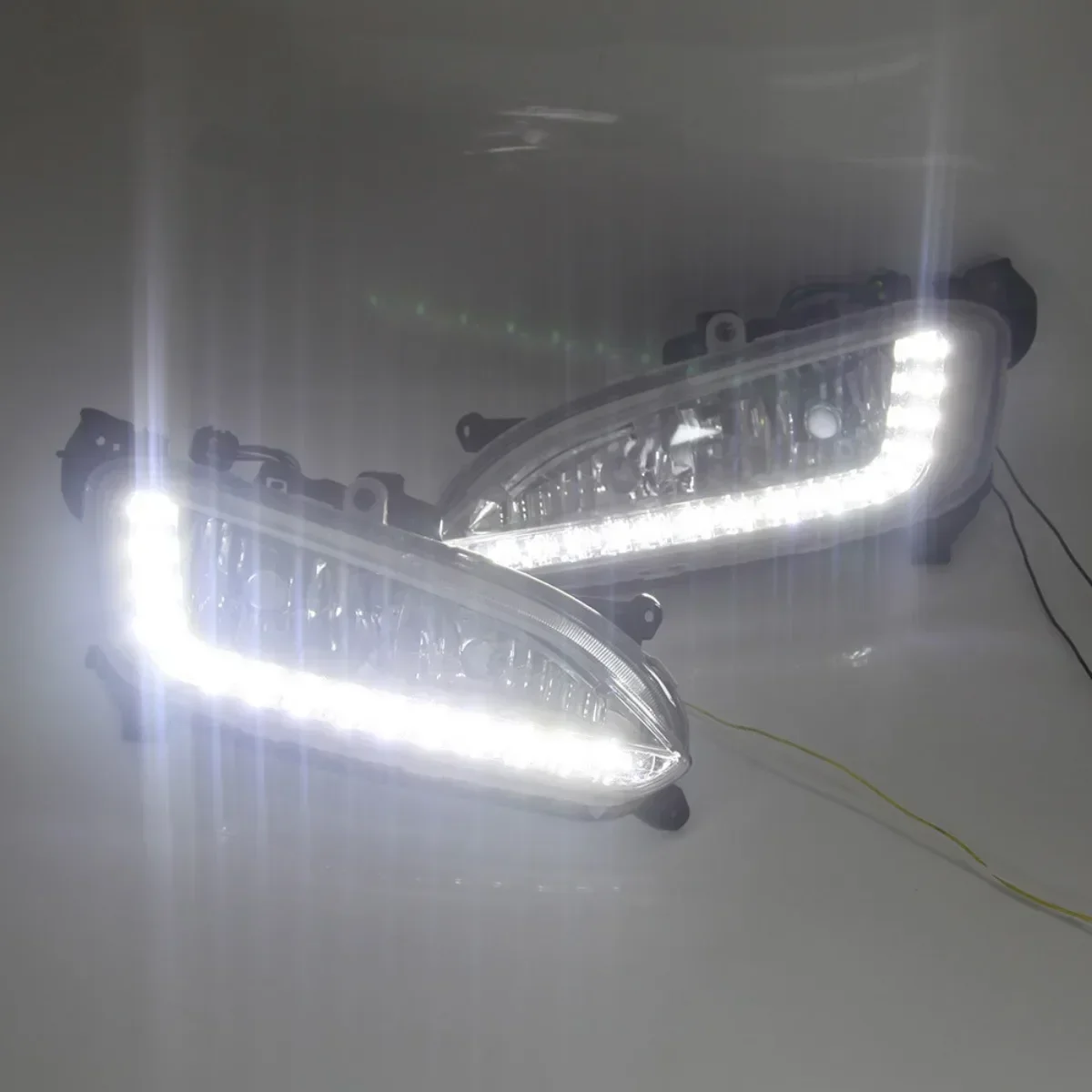 Luz antiniebla del parachoques delantero luz antiniebla DRL luz diurna para Hyundai HY Santa Fe IX45 2013 2014 2015 conjunto de faros de coche