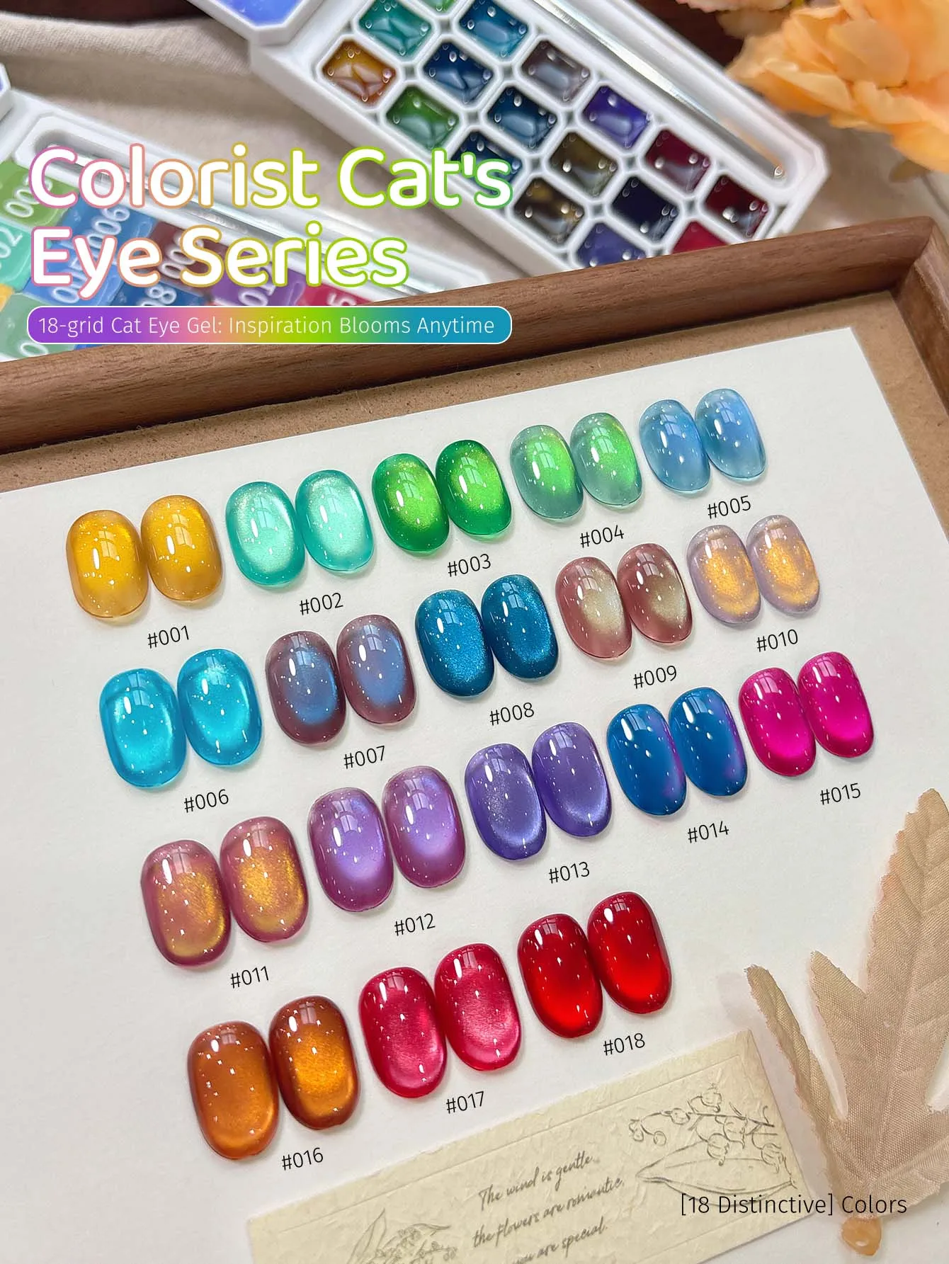 XEIJAYI 18 Farben Colorator Katzenaugen-Flap-Gel Hochsättigend Beliebter Halbfester Nagellack-Gel für Damen Nagelstudio DIY – Detail 3