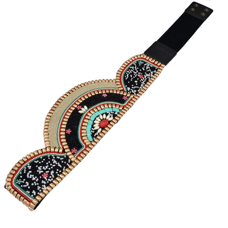 Klassieke Boho-stijl damesriemen, elastische riem, eenvoudige brede, bijpassende tailleband