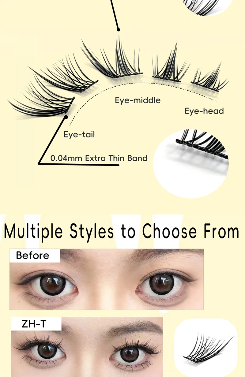 DIY falsche Wimpern, 20 Reihen, natürliche Längenkombination, wiederverwendbar, mehrere Stile verfügbar, falsche Wimpern – Detail 3