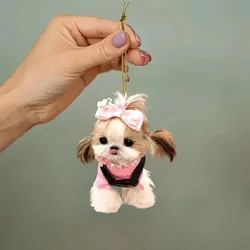 Simpatico specchio per auto per cani Shih Tzu e portachiavi Fascino versatile Zaino per cuccioli in acrilico 2D Appeso ornamento Decor e regalo per la festa festiva