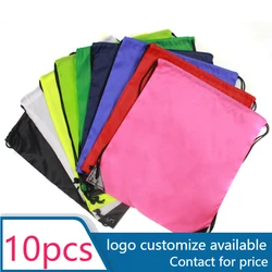 10 pcs Drawstring Backpack Bag with Reflective Strip String Backpack Cinch Sacks Bag Bulk for School Yoga Sport Gym Traveling