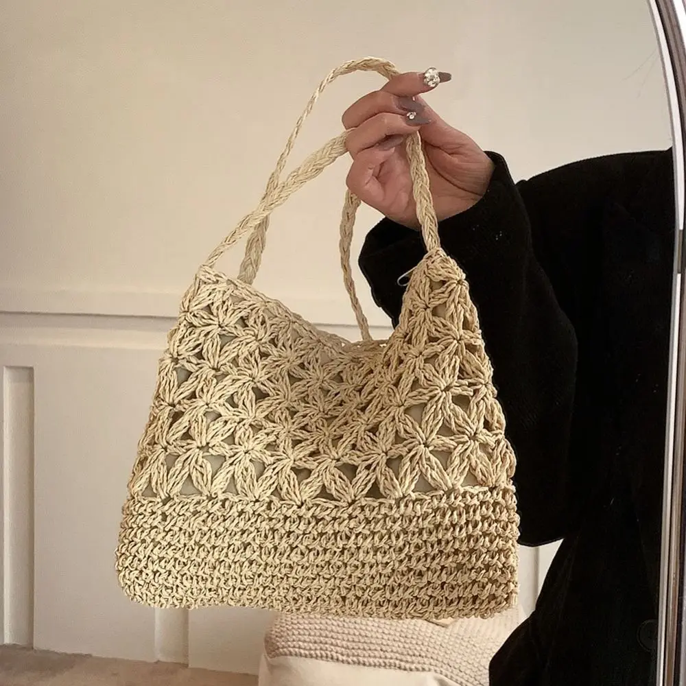 Woven Bags Handmade Knitted Straw Handbags Fashion Hollow Messenger Bags Bohemia Beach Shoulder Crossbody Bag