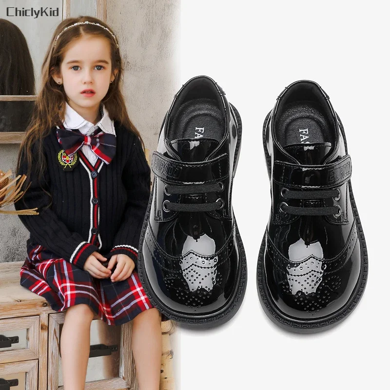 Girls  Hollow Out Shoes Leather for Kids Party Wedding Dance Shoes Dress School Toddler Fashion Children Shoes Flat Black Autumn