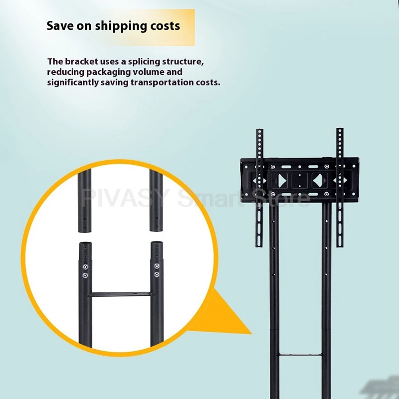 32-55インチユニバーサルフロアスタンドモバイルテレビスタンド高さ調節可能なローリングカートロック可能なホイール付き家庭用安全落下防止