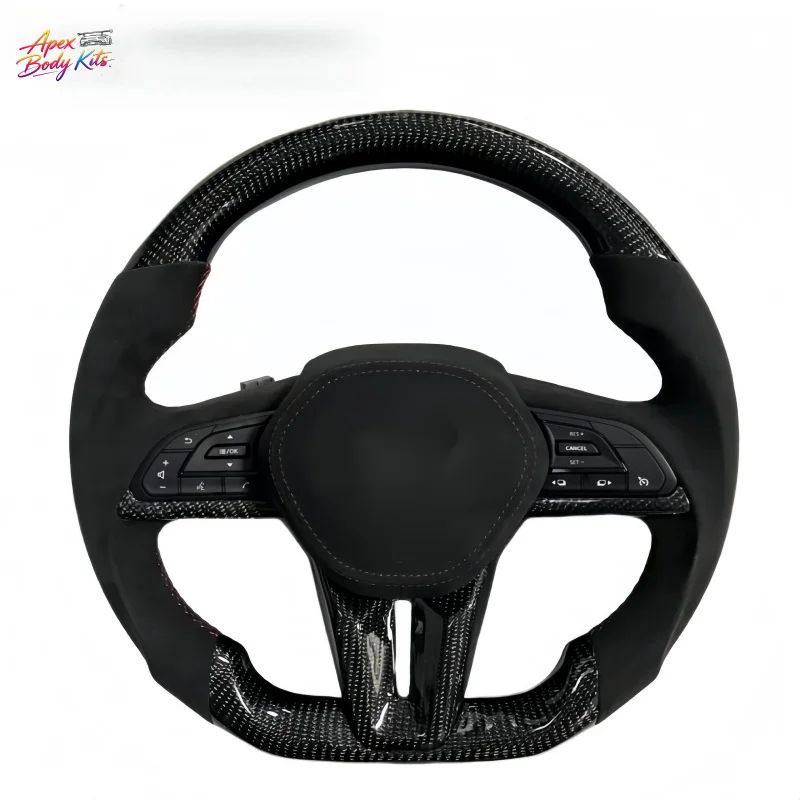 for Nissan GT-R (R35) Racing Steering Wheel with Carbon Fiber & Leather Direct Plug-in 2009-2019 Models Without Airbag