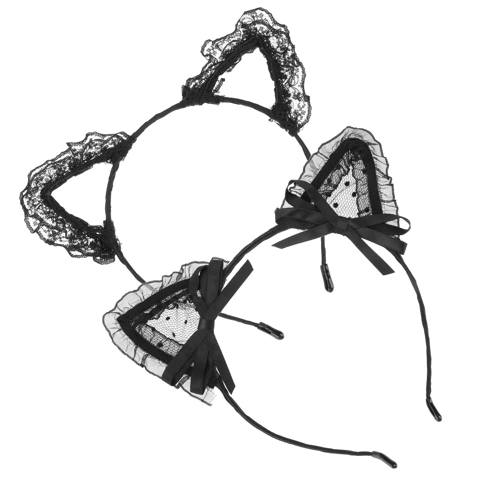 

2 шт. кружевные повязки на голову с кошачьими ушками, очаровательные легкие и удобные аксессуары для волос для вечеринок, косплея, реквизит для фотосессий, для девочек