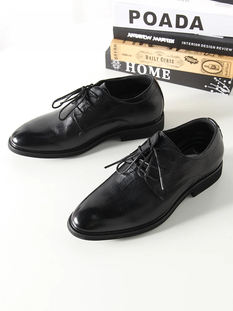 

Casual Leather Shoes for Men Rubber Sole Cowhide Leather Upper Spring Autumn Business Casual Shoes round Toe Color