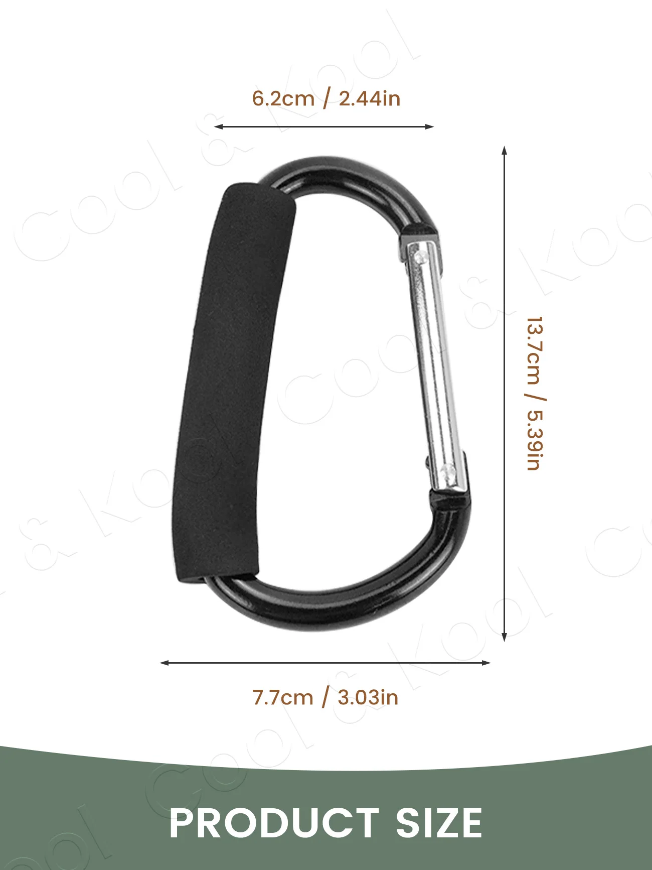 1pc/2pc Large Carabiner Stroller Hooks Organizer Aluminum D Ring Spring Snap Keychain Clip Carry Handle