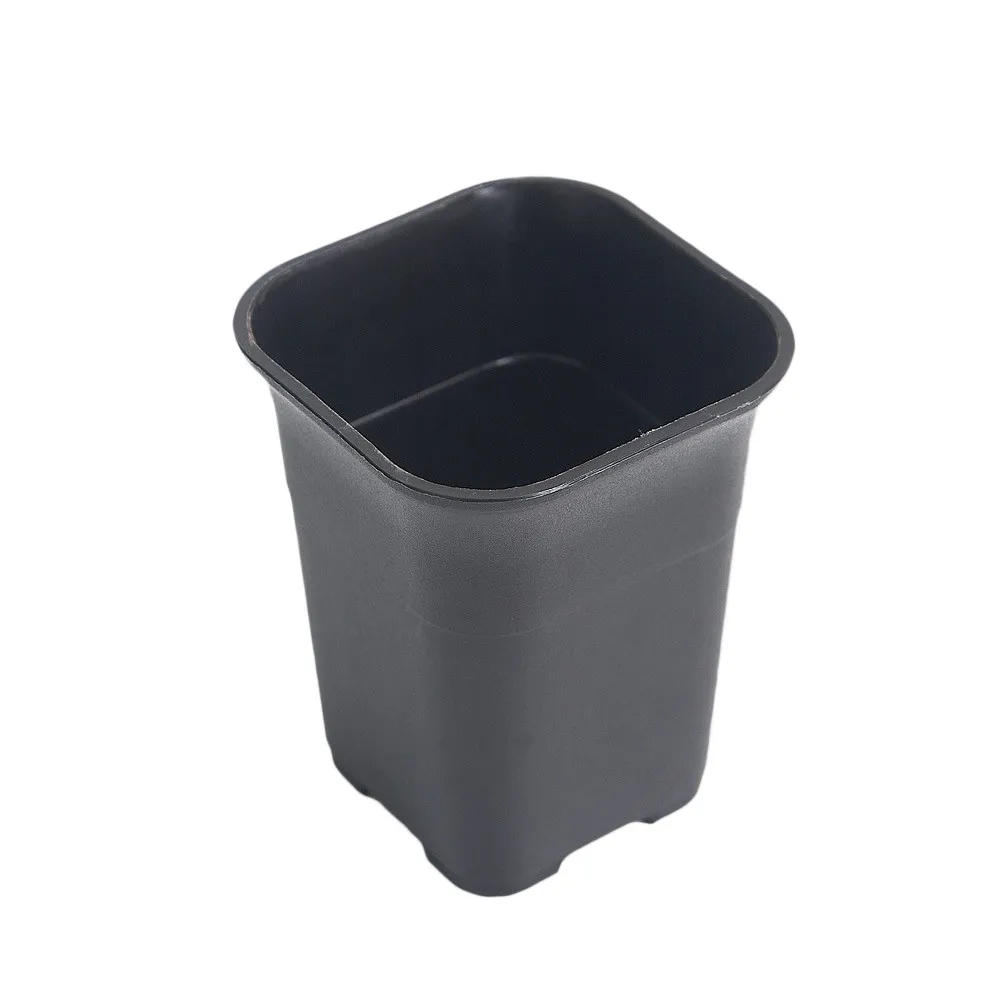 10Pcs Frosted Plastic Flower Pots Thickened Square Planters Black Mini Succulent Nursery Pots with Drainage Holes for Cactus