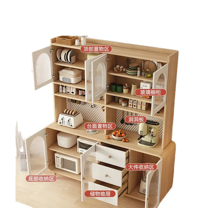 heightened side cabinet, cream wind restaurant, heightened storage against the wall, side cabinet, restaurant storage cabinet
