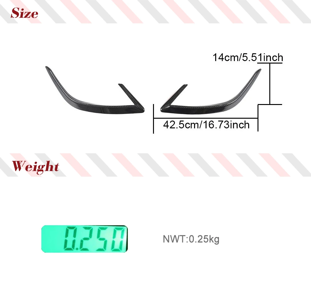 Car Rear Canards for Kia Stinger 2018-2021 Real Carbon Fiber Rear Bumper Side Trim Vent Fender Splitter Car Canard Fins view 6